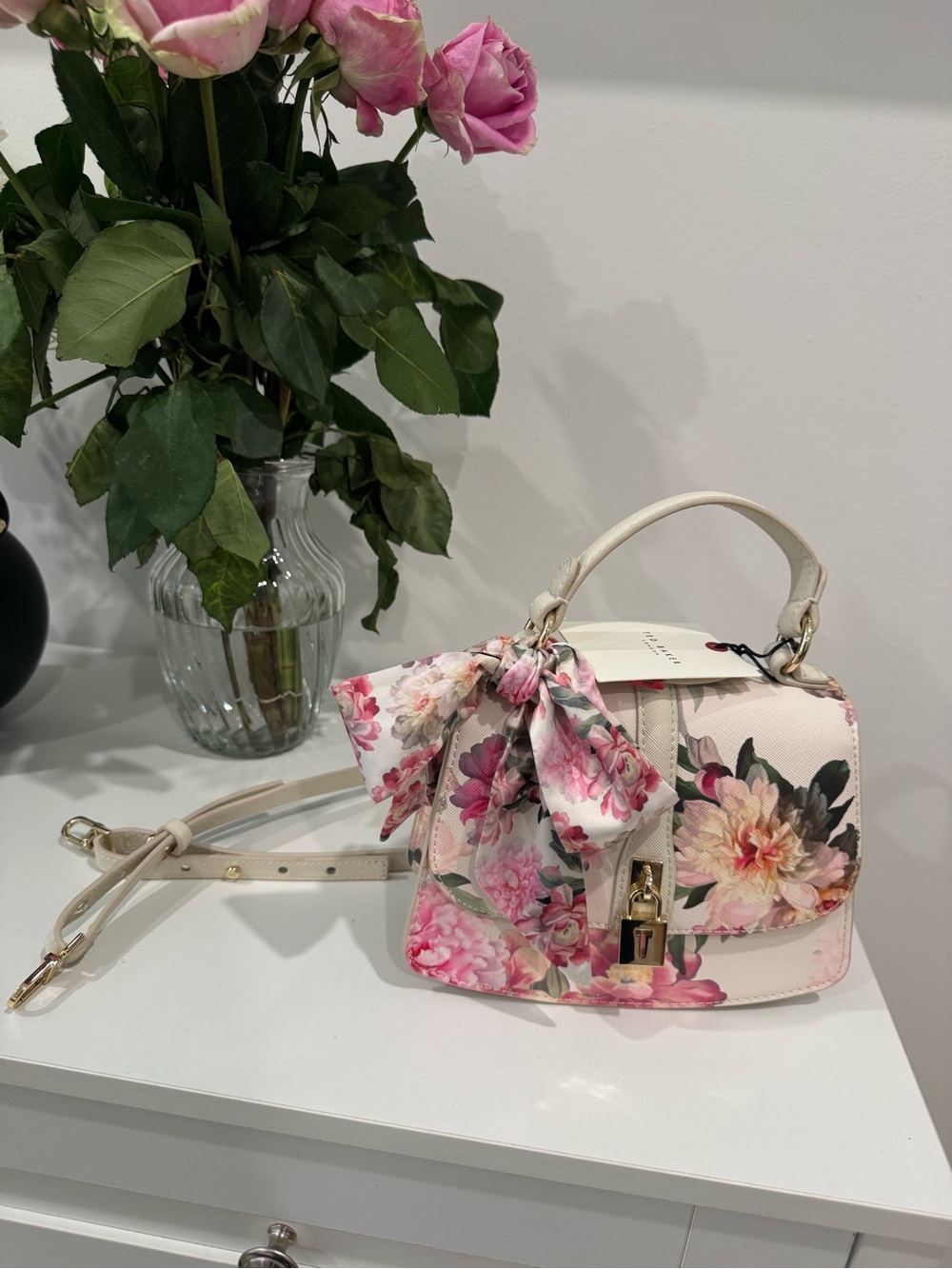 New w/Tags Ted Baker Floral Top-Handle Satchel in Blush and Pink - Picture 8 of 12